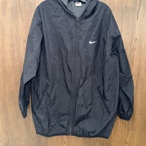 Vintage 90’s Nike Black Hooded Windbreaker Jacket Swoosh & Big Logo on back XL